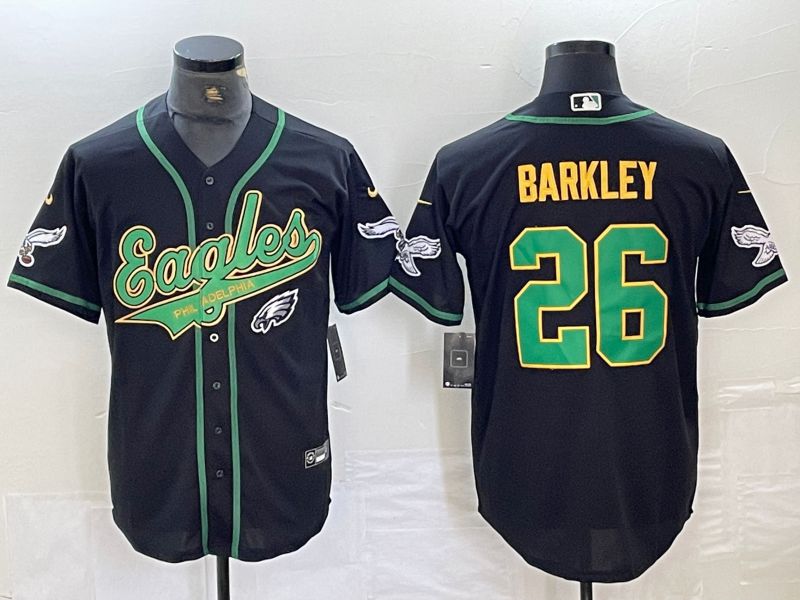 Men Philadelphia Eagles #26 Barkley Black 2024 Nike Co branded NFL Jersey style 7